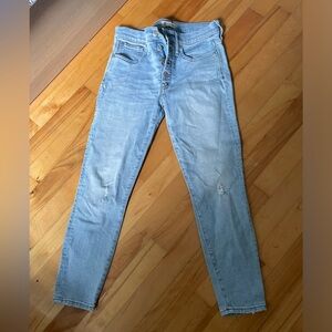Madewell 9" High Rise Skinny Jeans Exposed Button size 28